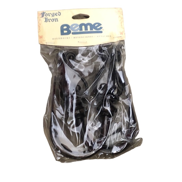 IKEA Forged Iron Beme 2 Pcs Dark Bronze Metal Curtain Rod Holdback Home Accents - Picture 2 of 10